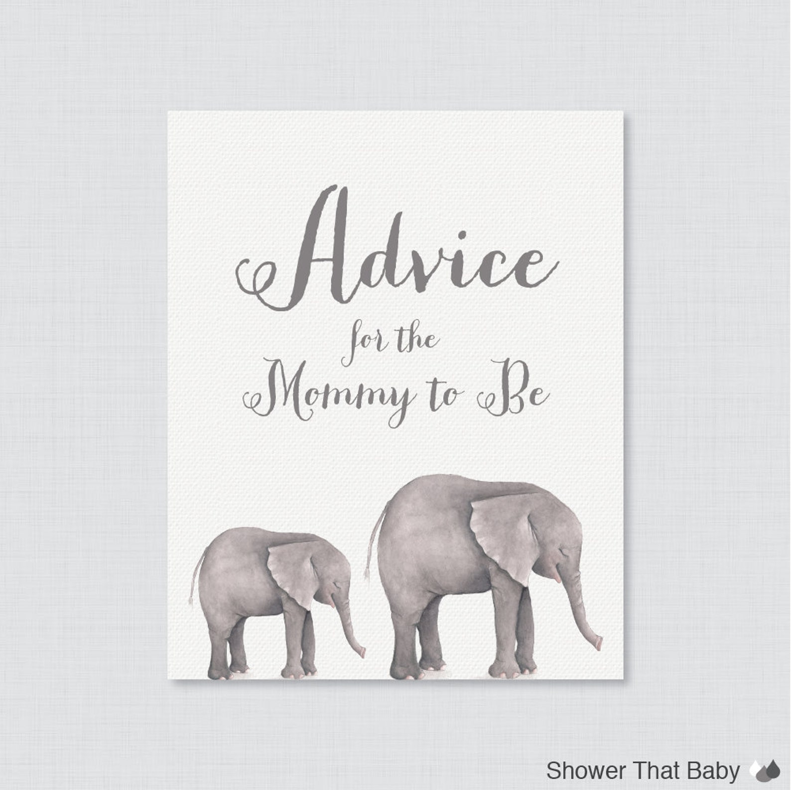 Elephant Advice for Mommy to Be Cards and Sign Printable - Etsy