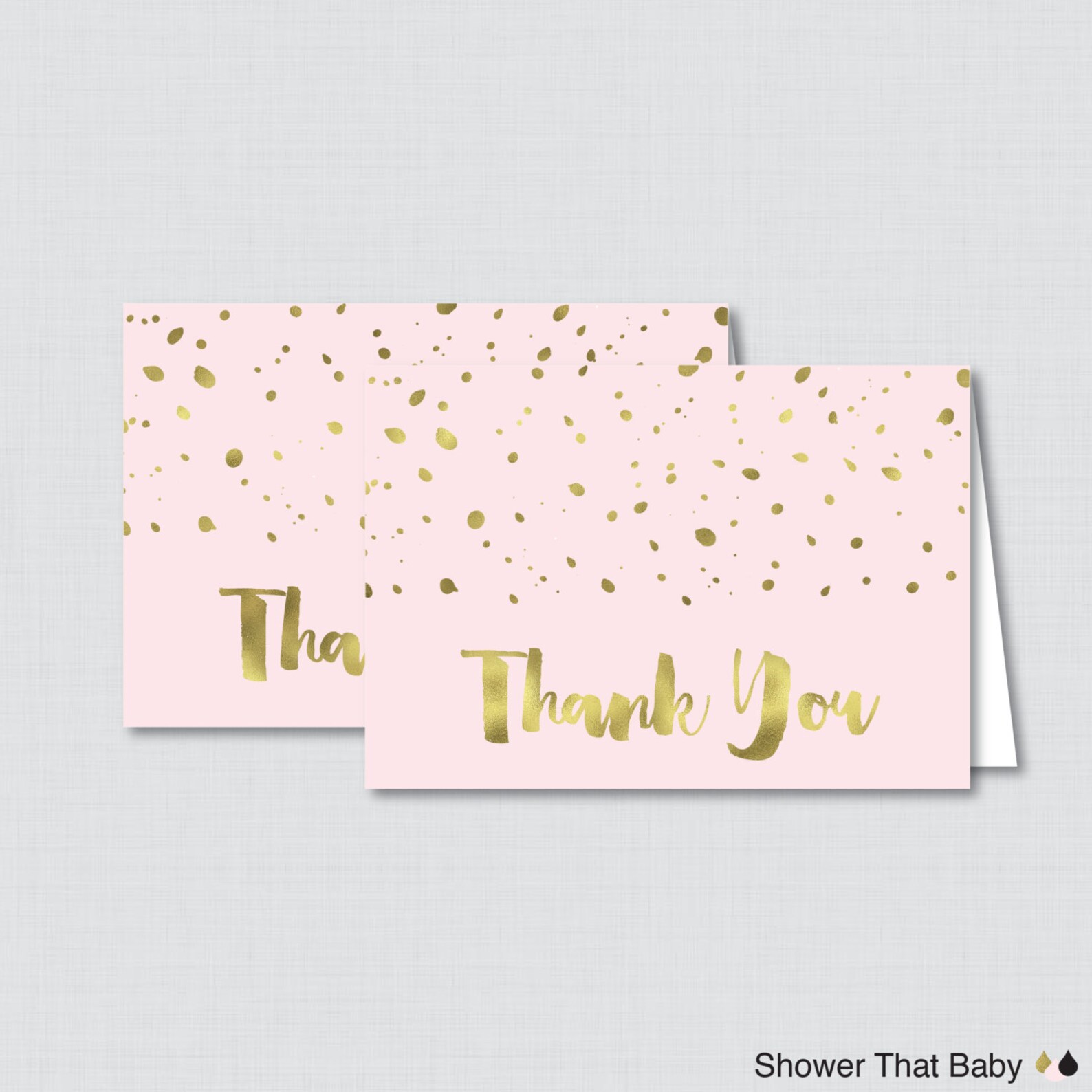 Printable Pink and Gold Thank You Card Printable Instant Etsy