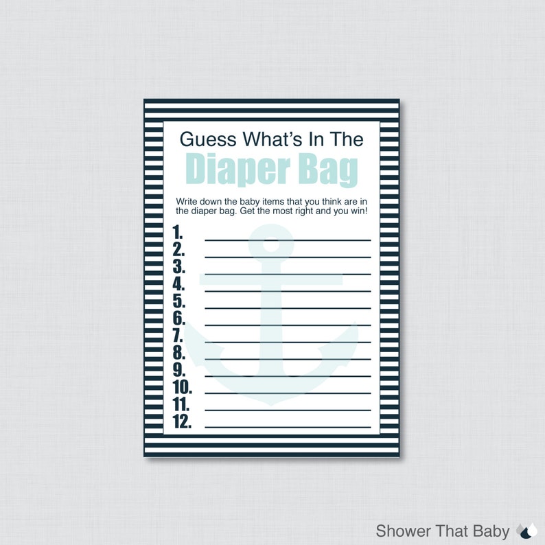 Baby Shower Diaper Bag Game Guess What's in the Diaper Etsy