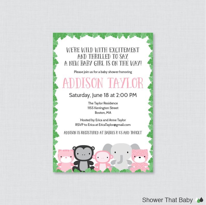 Jungle Theme Baby Shower Invitation Printable Or Printed Etsy Jungle Theme Baby Shower Invitation Printable Or Printed Etsy
