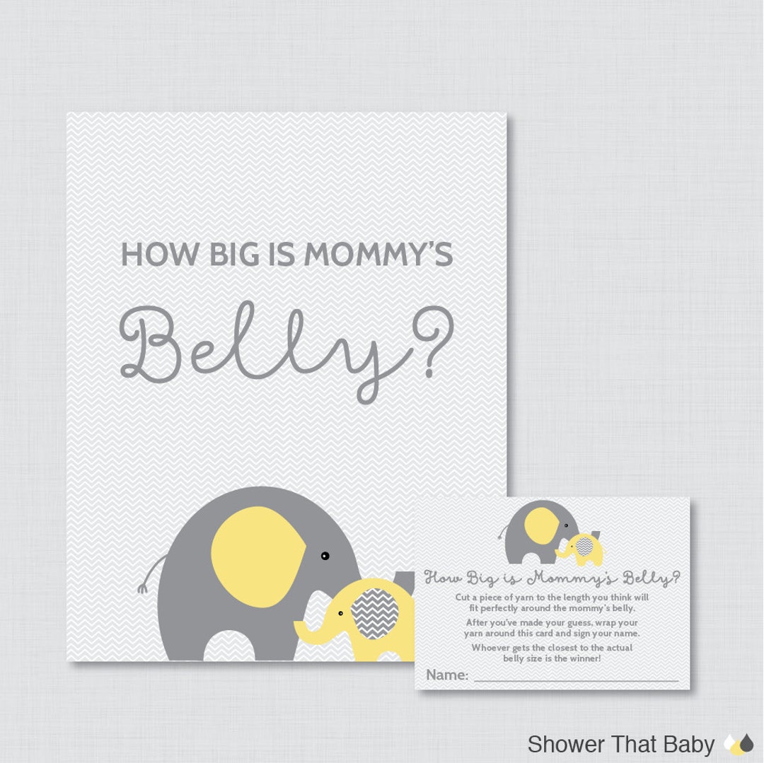 Elephant Baby Shower How Big is Mommy's Belly Game Etsy