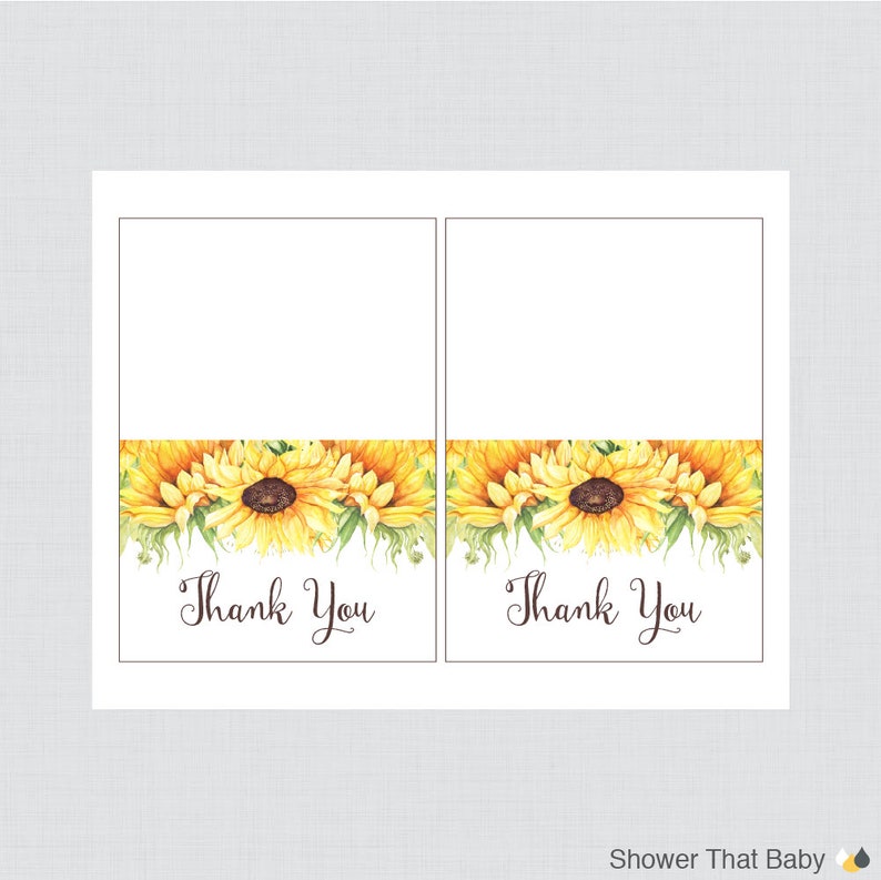 Printable Sunflower Thank You Card Printable Instant - Etsy