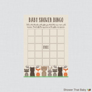 Free Printable Blank Baby Shower Bingo Woodland