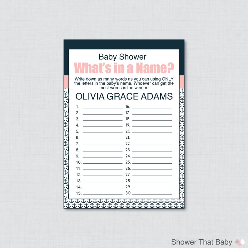 Nautical Baby Shower Name Game Printable What S In Etsy
