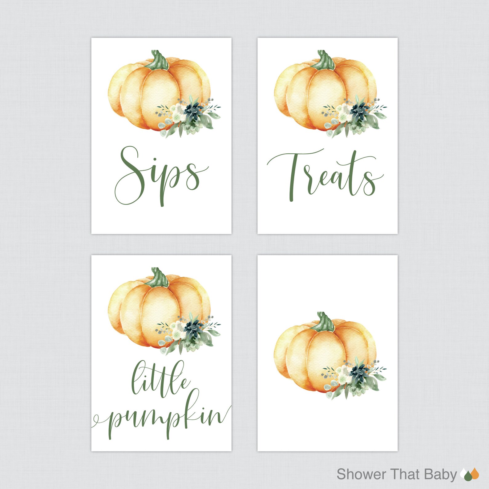Printable Orange Pumpkin Baby Shower Table Signs SIX Signs - Etsy