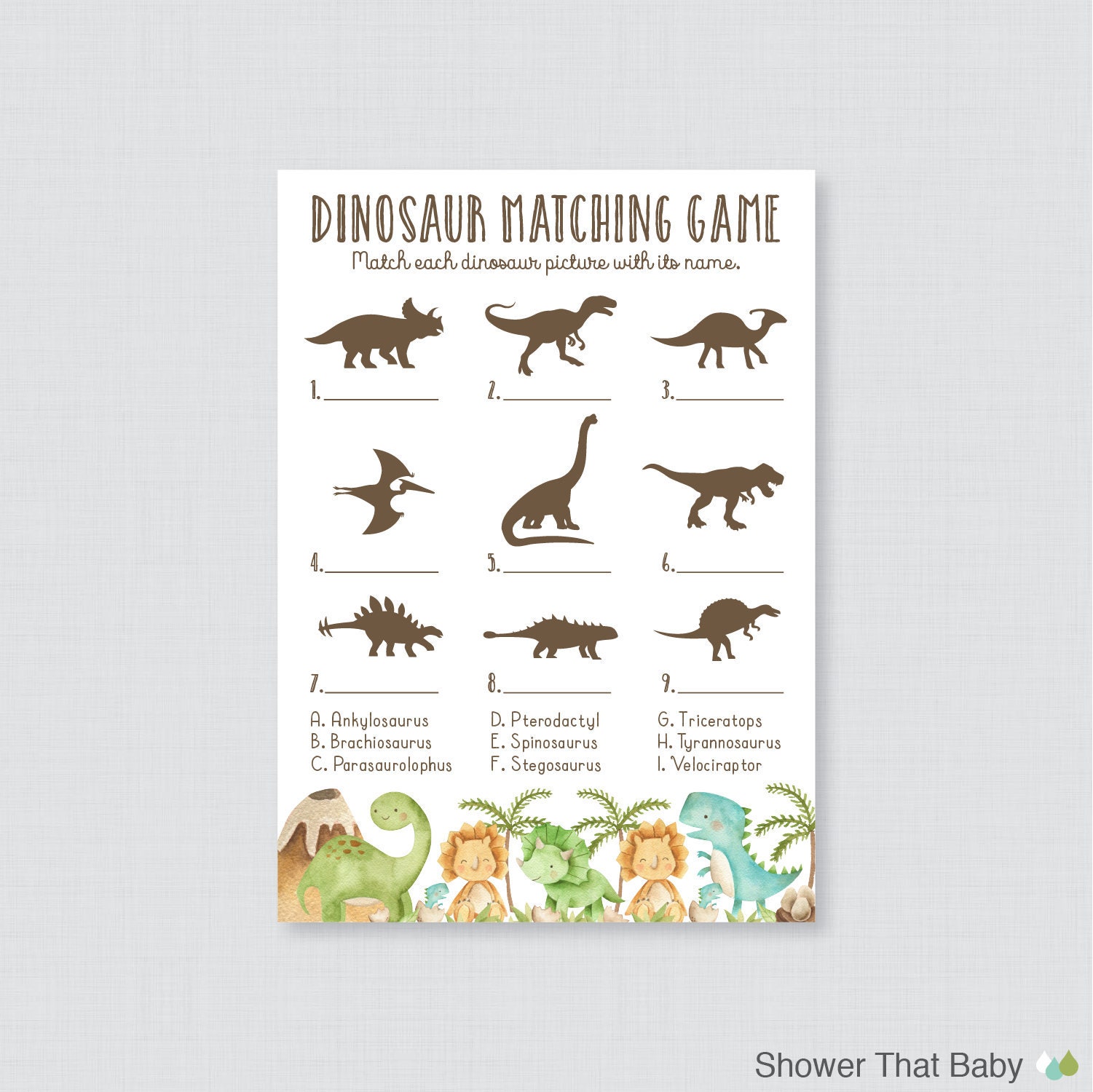 Types of Dinosaurs Matching Game