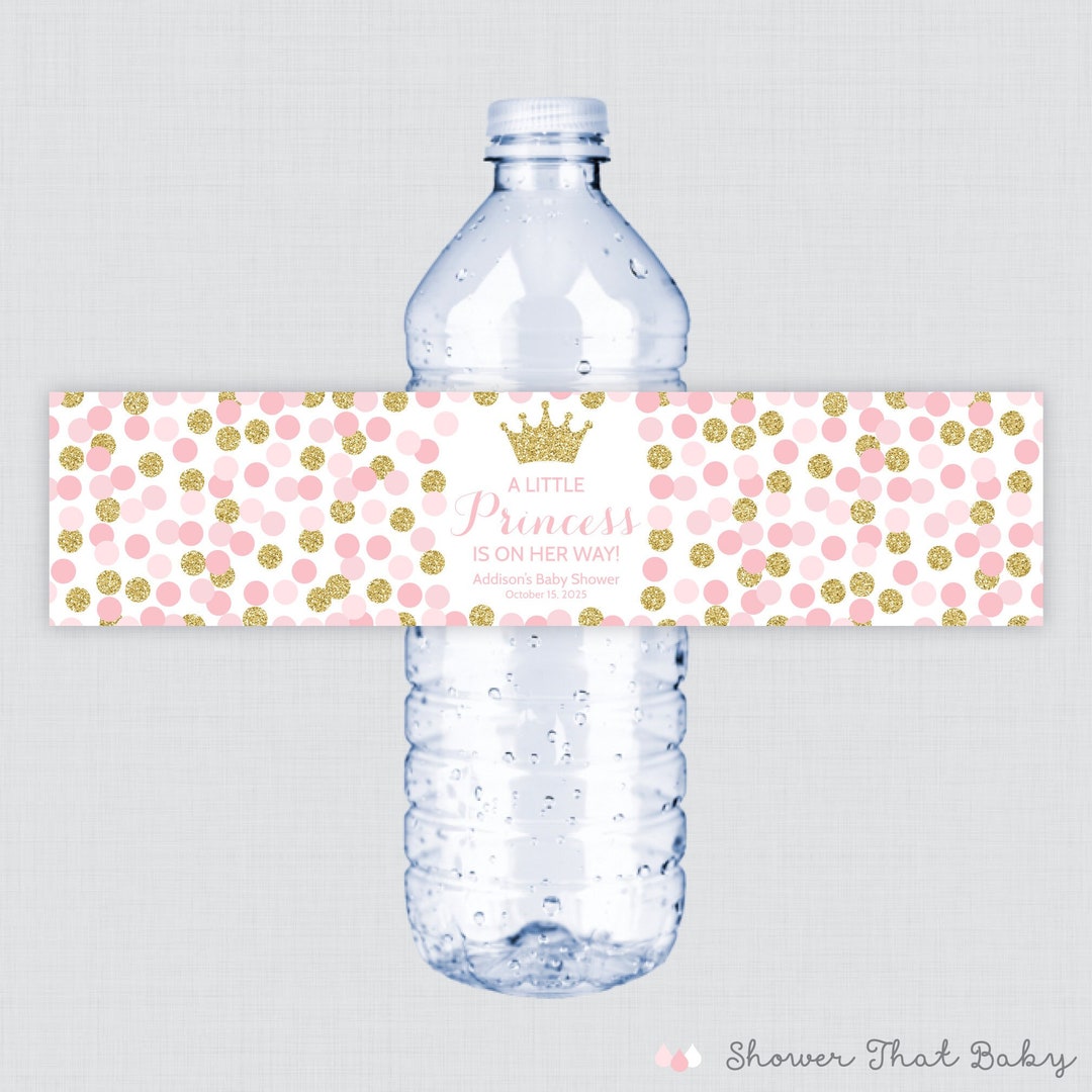 Printed OR Printable Pink and Gold Princess Water Bottle Labels - Pink ...
