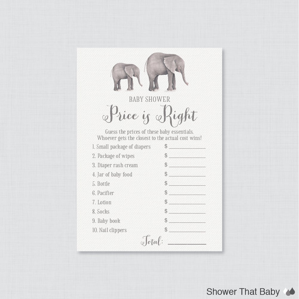 Elephant Baby Shower Price Is Right Game Printable Baby Etsy Elephant Baby Shower Price Is Right Game Printable Baby Etsy