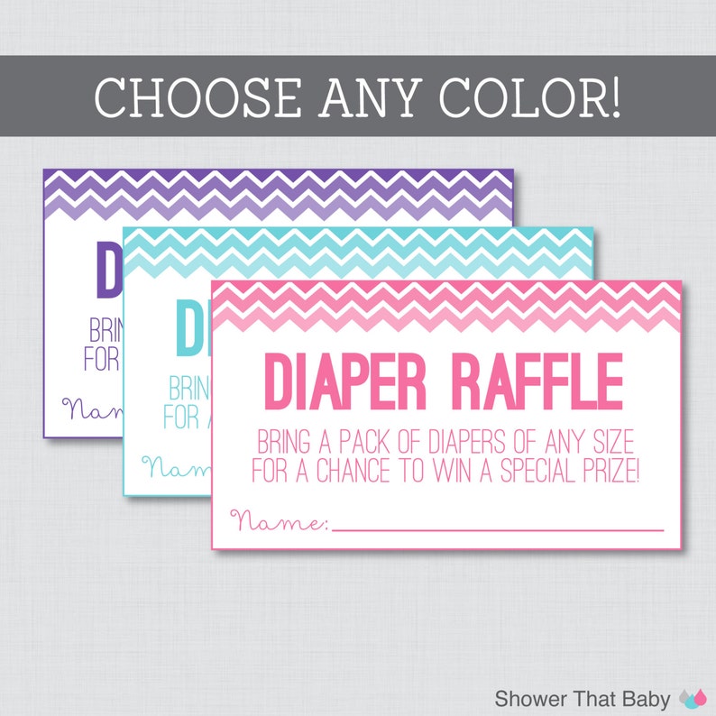 Chevron Baby Shower Diaper Raffle Ticket Inserts and Diaper Etsy