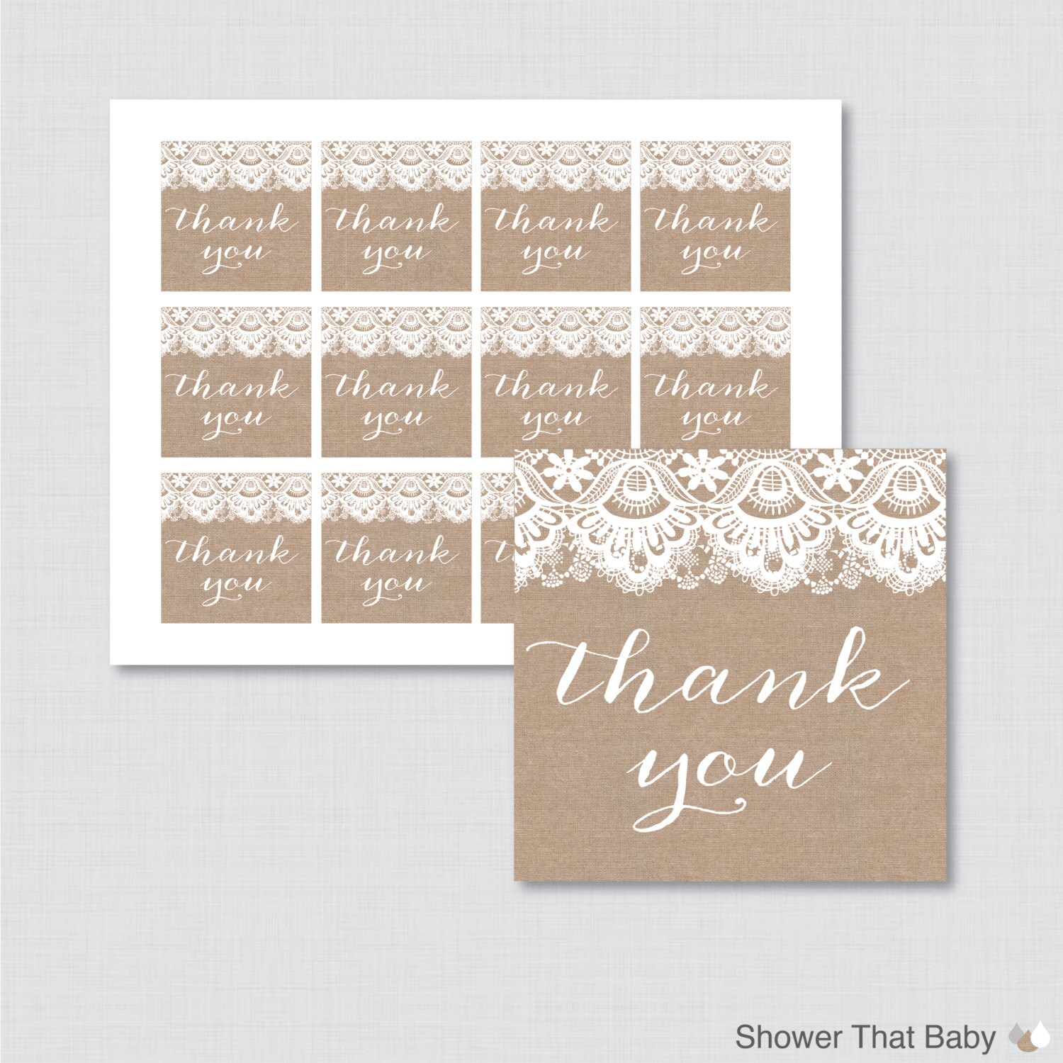 Printable Burlap and Lace Baby Shower Favor Tags Thank You Tag - Etsy