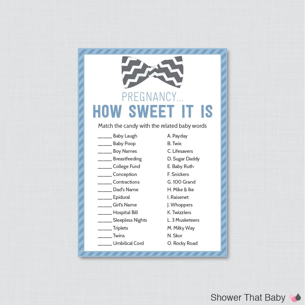 Bow Tie Baby Shower Pregnancy How Sweet It Is Game Printable Etsy