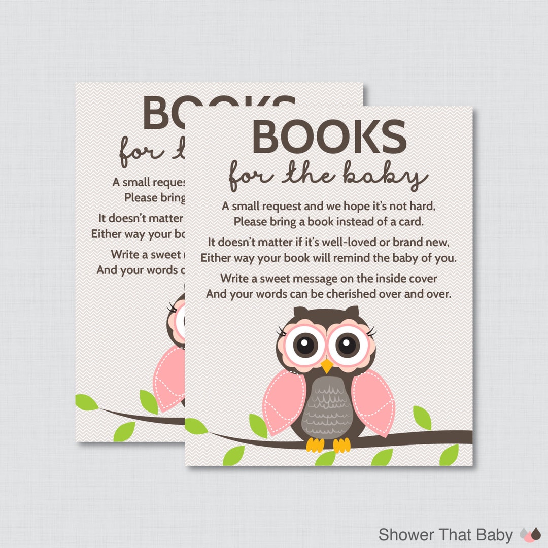 Owl Baby Shower Bring a Book Instead of a Card Invitation Etsy