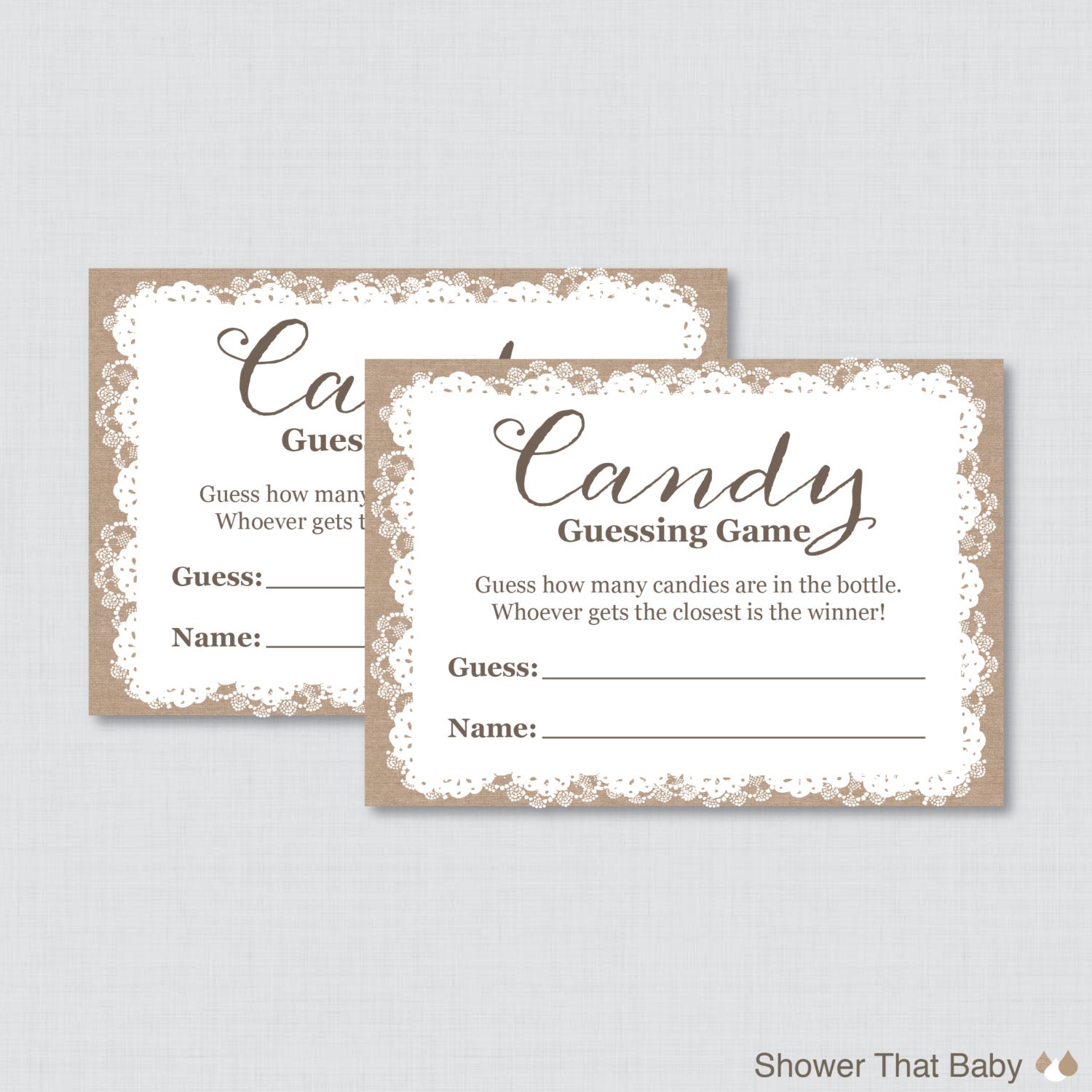 Burlap and Lace Baby Shower Candy Guessing Game Printable - Etsy