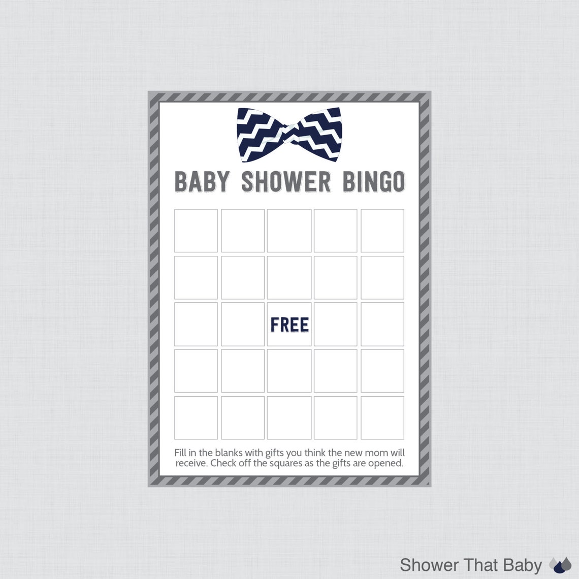 Bow Tie Baby Shower Bingo Cards Printable Prefilled Bingo Etsy
