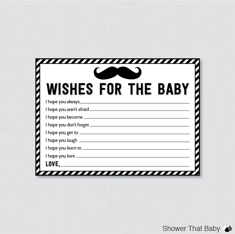 Mustache Baby Shower Wishes for Baby Activity Printable | Etsy
