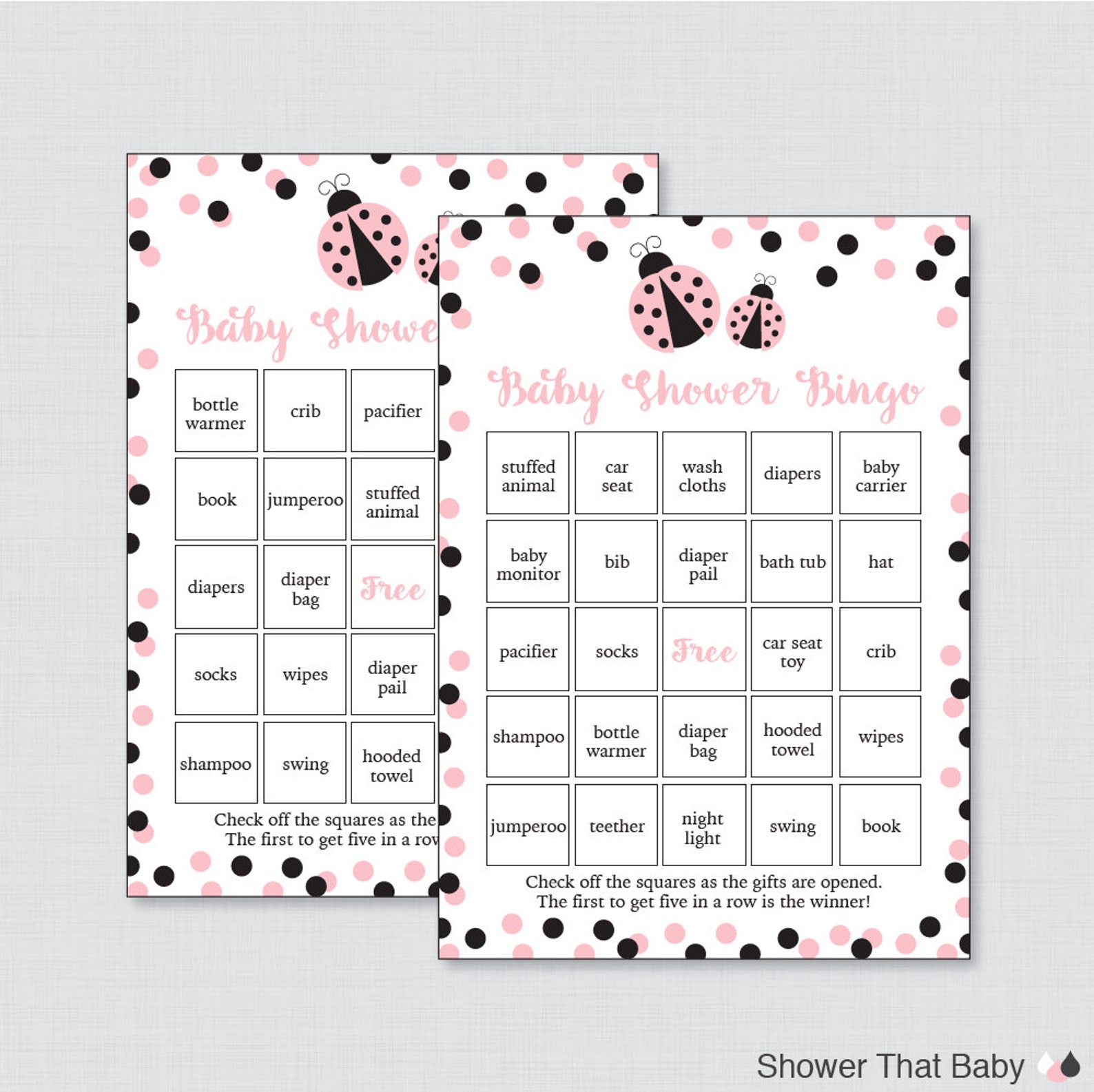 Ladybug Baby Shower Bingo Cards Printable Blank Bingo Cards - Etsy
