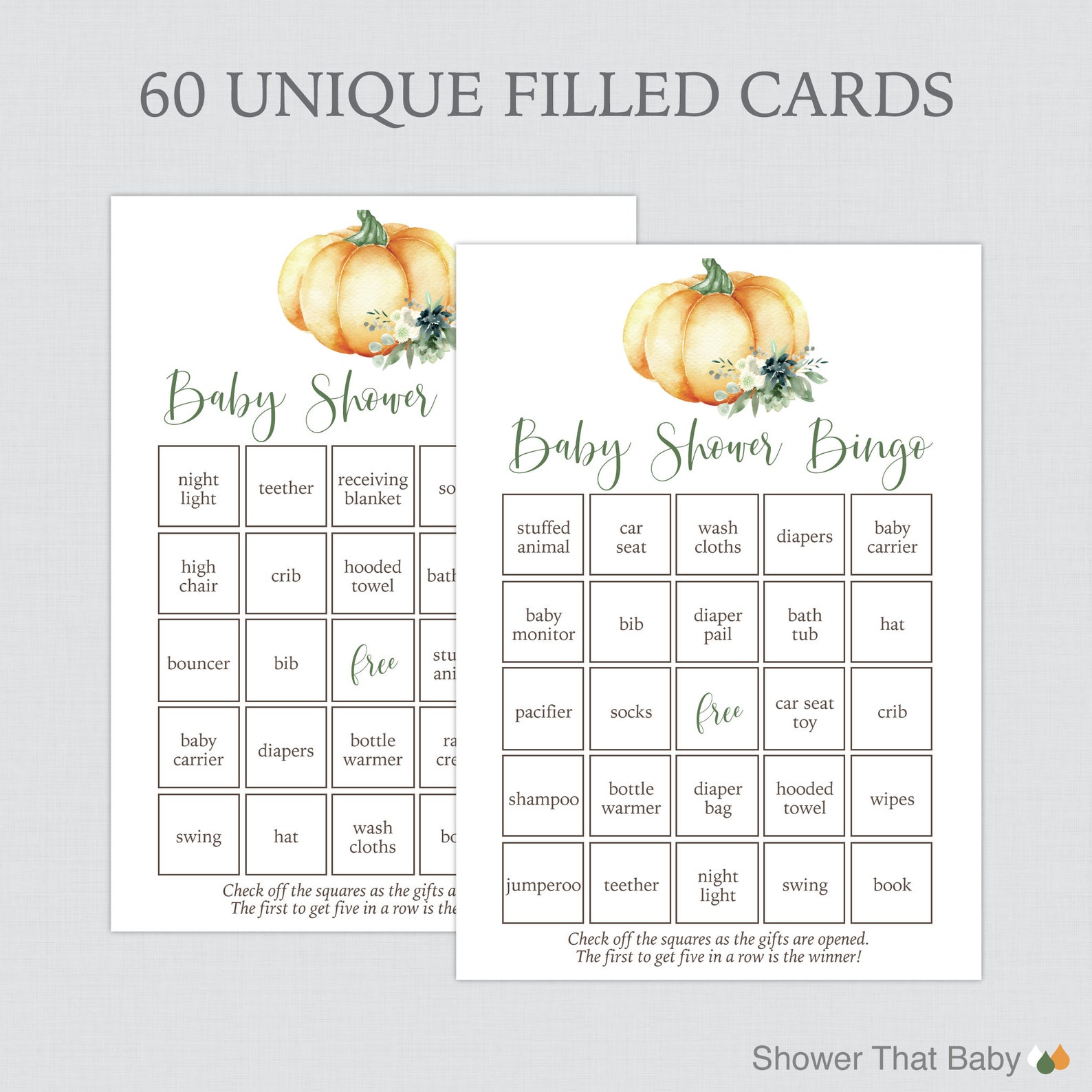 Orange Pumpkin Bingo Cards Printable Blank Bingo Cards AND | Etsy