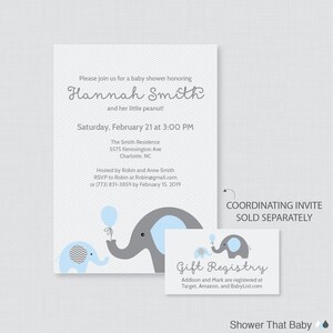 Printable or Printed Elephant Registry Inserts - Blue Elephant Themed ...
