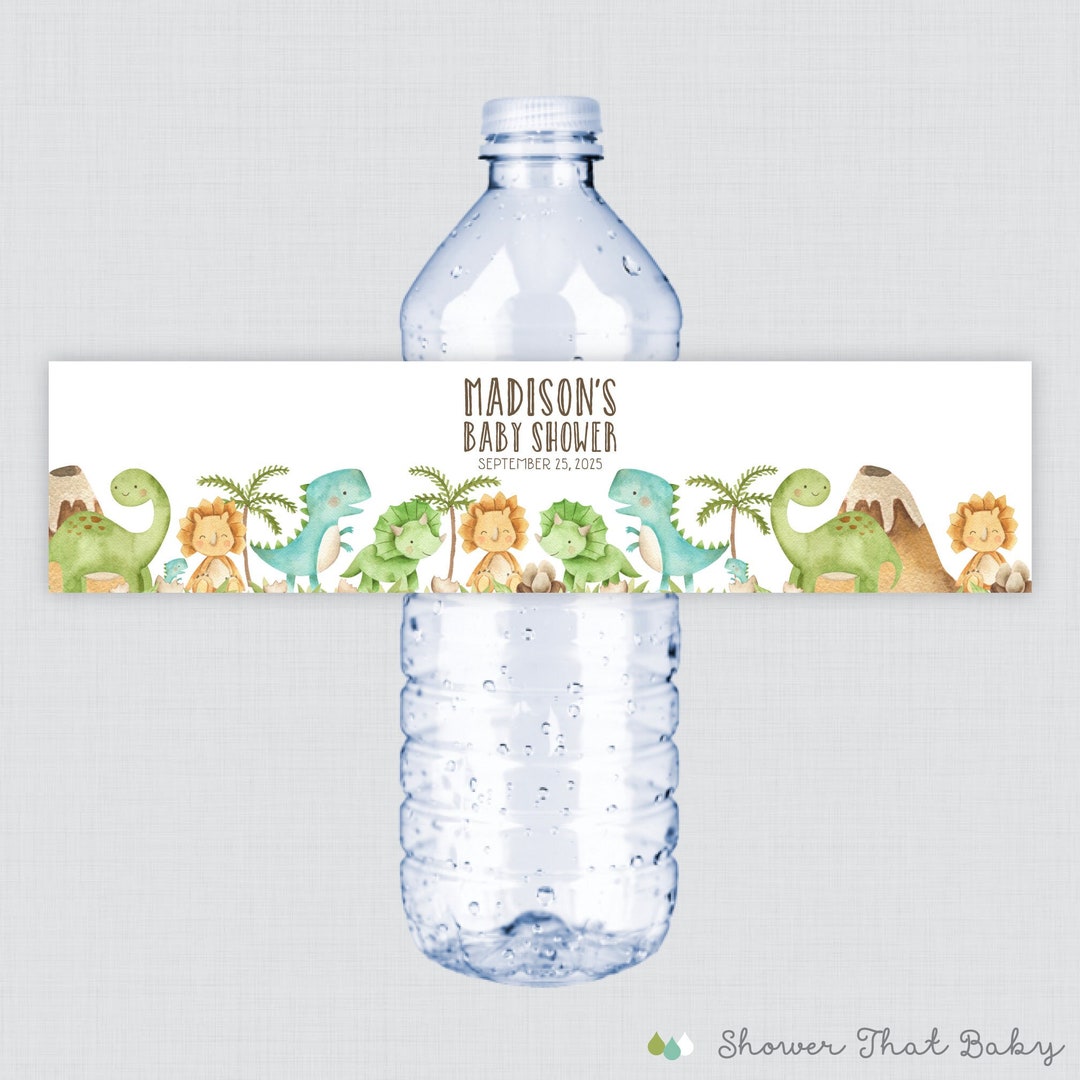 Printed OR Printable Dinosaur Water Bottle Labels - Dino Themed Baby ...
