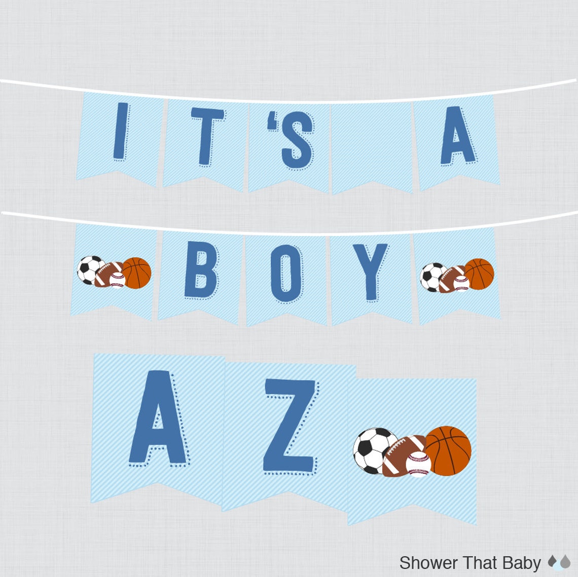 Sports Themed Flag Banner With ALL Letters Printable Instant - Etsy