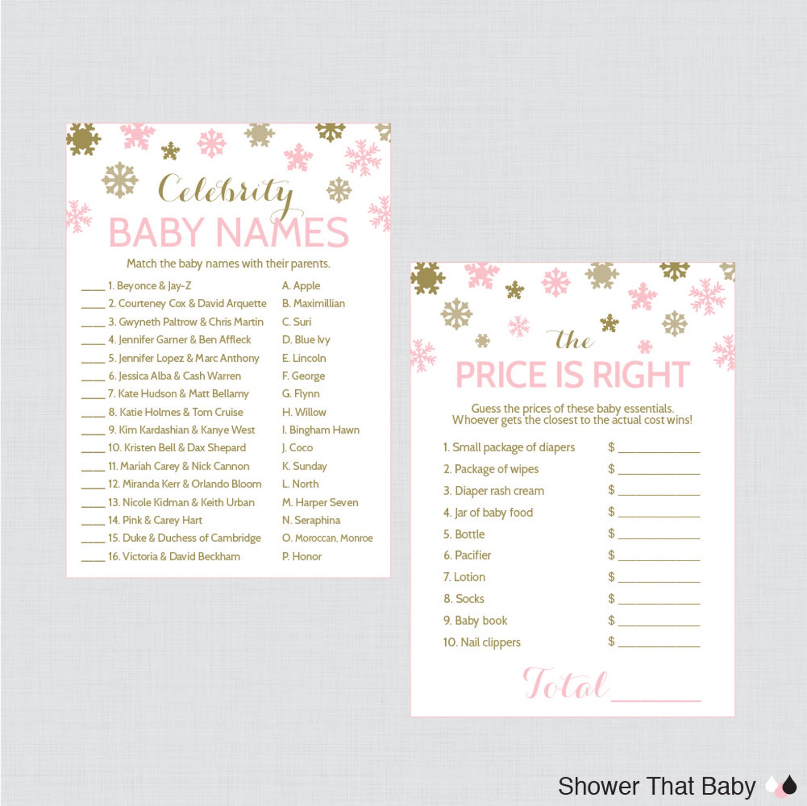 Winter Wonderland Baby Shower Games Package With 7 Printable - Etsy