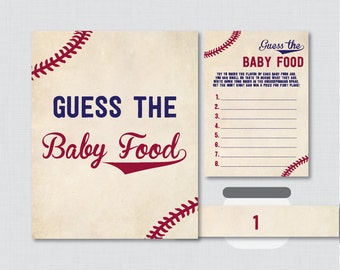 Baseball Baby Shower Game Guess the Baby Food Activity - Printable Baby Shower Baby Food Game, Baby Food Activity - Baseball Game 0027