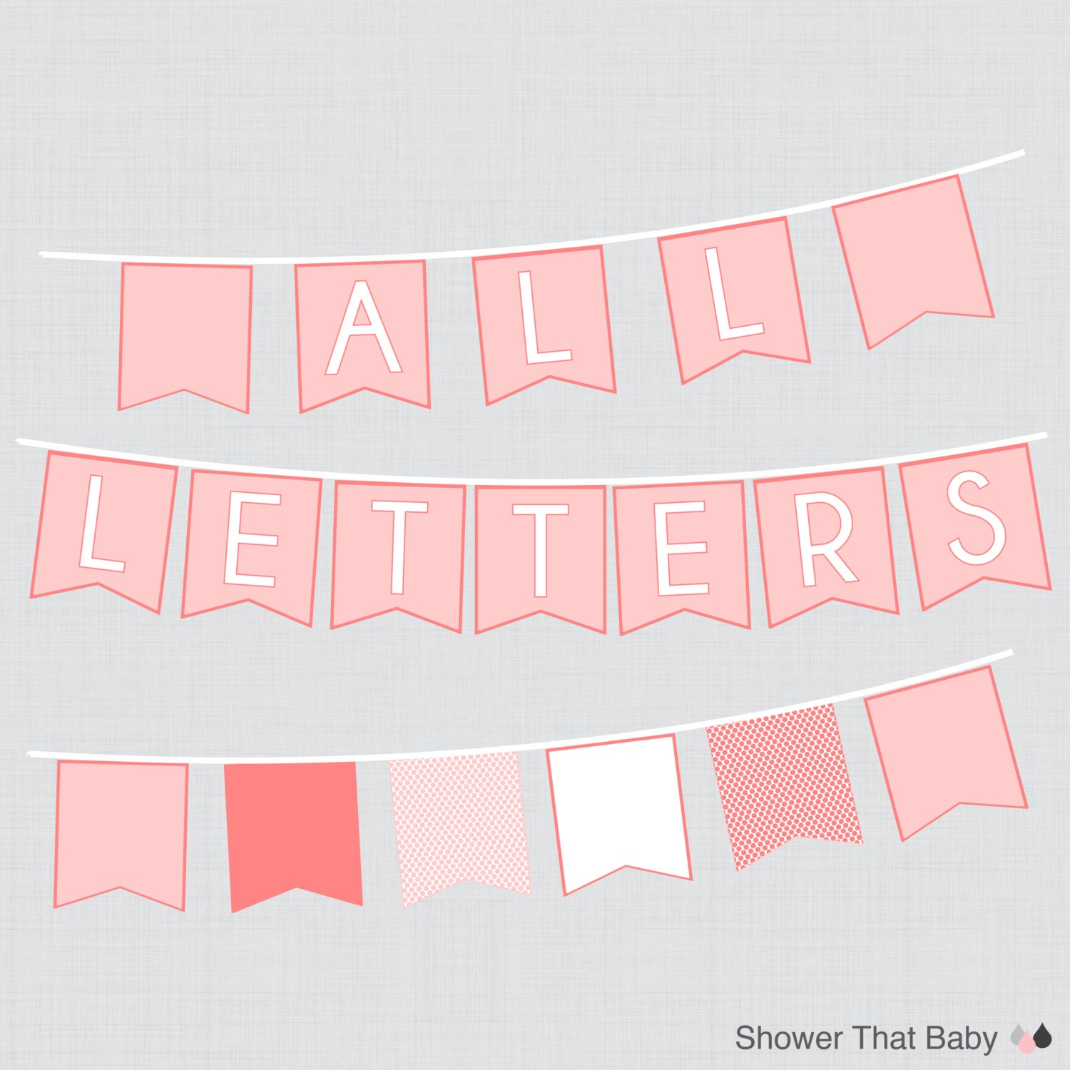 printable banner with all letters and numbers in pink and etsy