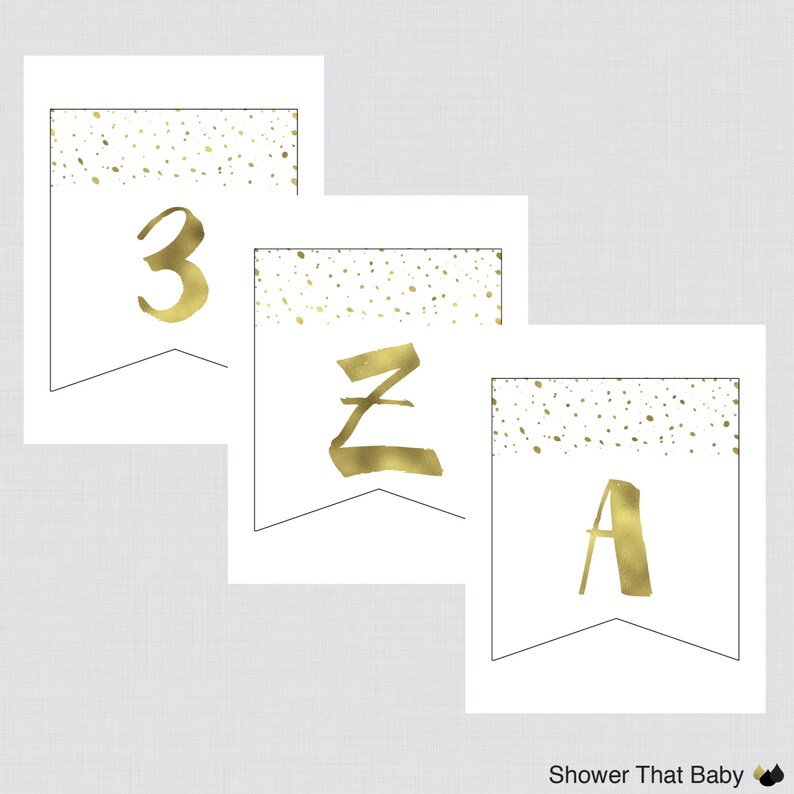 Printable White and Gold Baby Shower Banner Faux Gold Foil | Etsy