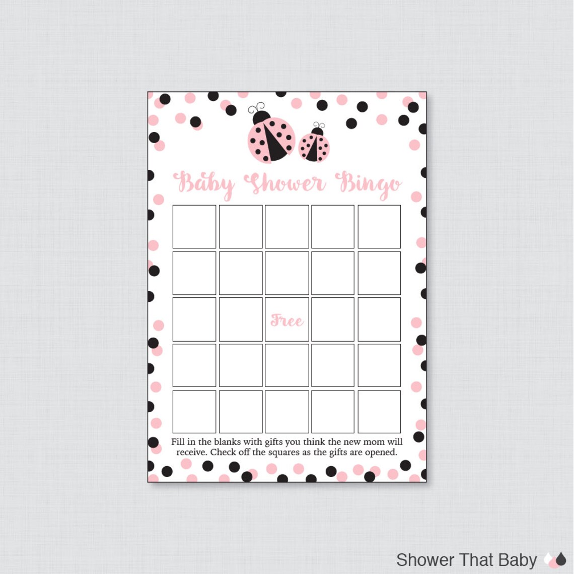 Ladybug Baby Shower Bingo Cards Printable Blank Bingo Cards - Etsy