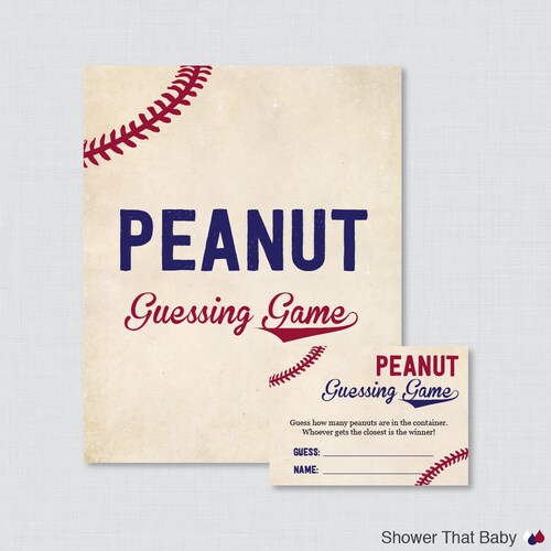 Guess How Many Peanuts Game Baseball Baby Shower Peanut Etsy