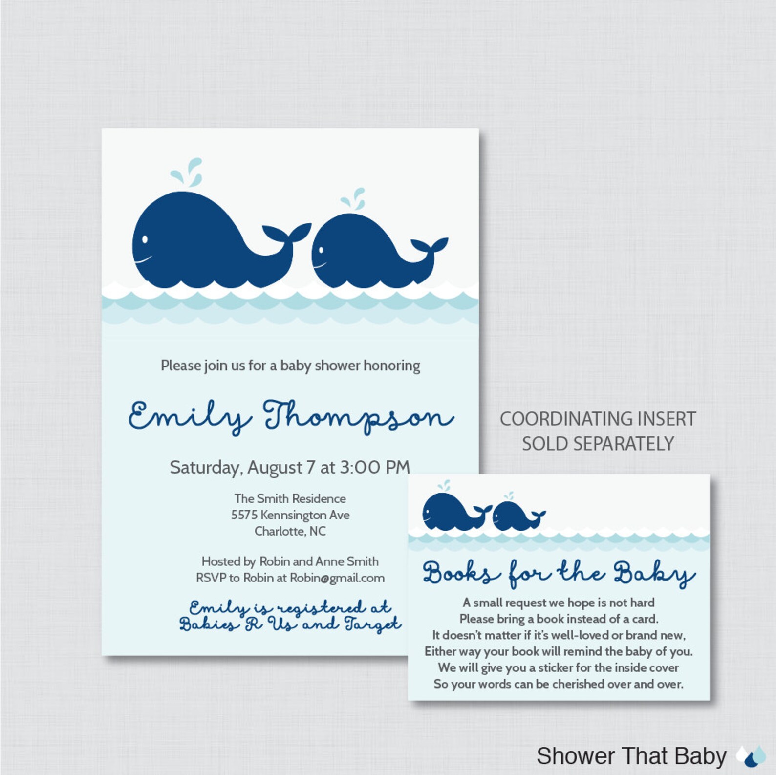 Whale Baby Shower Invitation Printable or Printed Nautical | Etsy