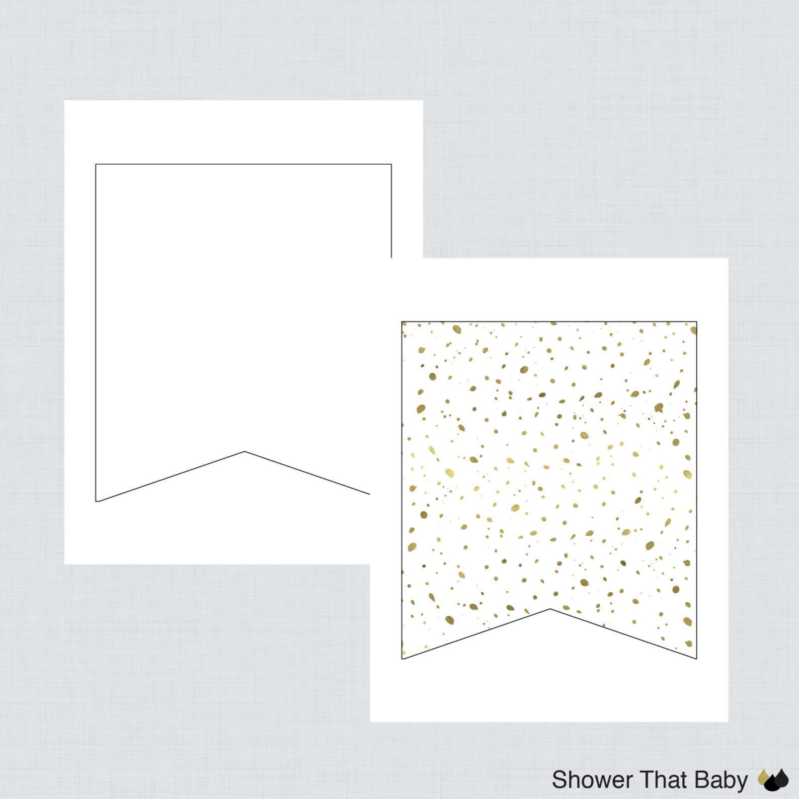 Printable White and Gold Baby Shower Banner Faux Gold Foil | Etsy