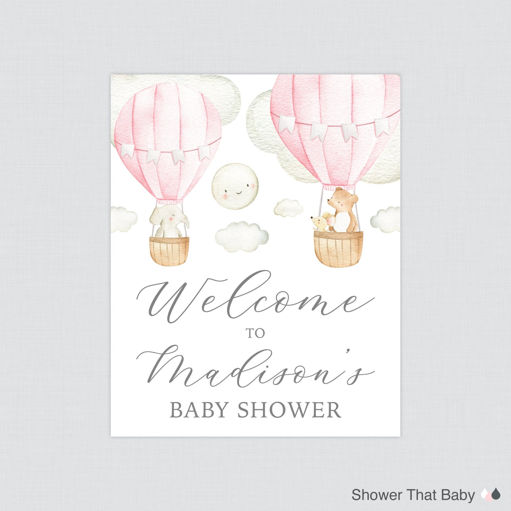 Pink hot air hotsell balloon baby shower