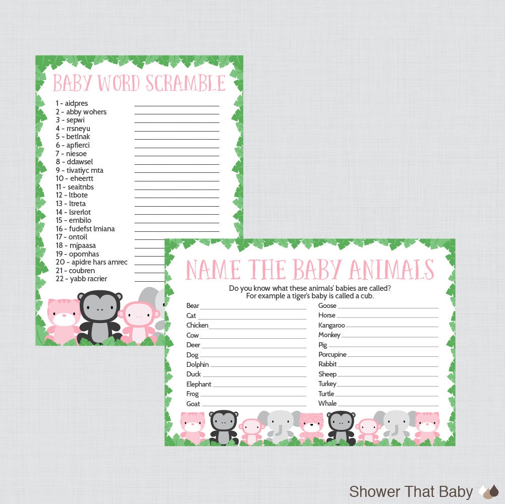Jungle Theme Baby Shower Games Package Seven Printable - Etsy