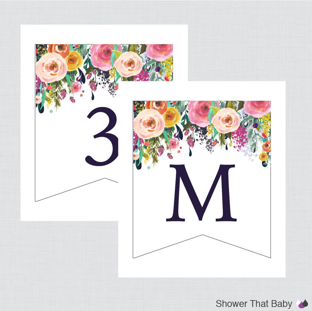 Printable Floral Baby Shower Banner Colorful Flower Shower Etsy
