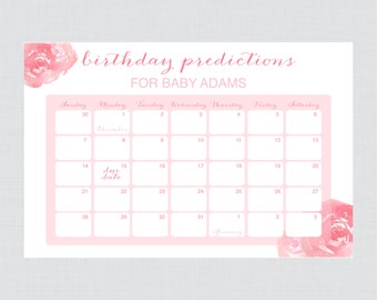 Peonies Baby Shower Birthday Predictions Printable Baby - Etsy