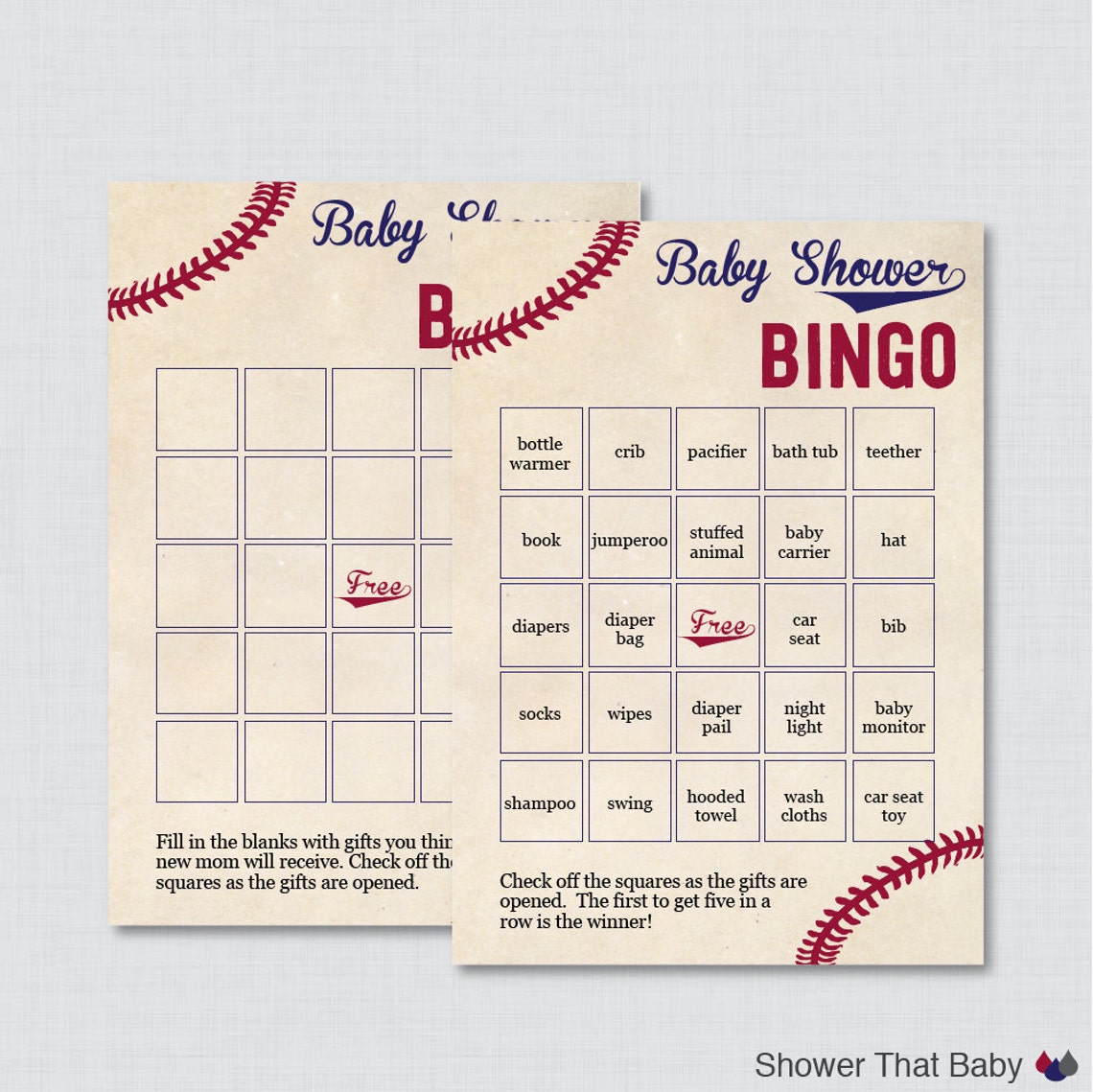 Baseball Baby Shower Games Package Seven Printable Games: - Etsy