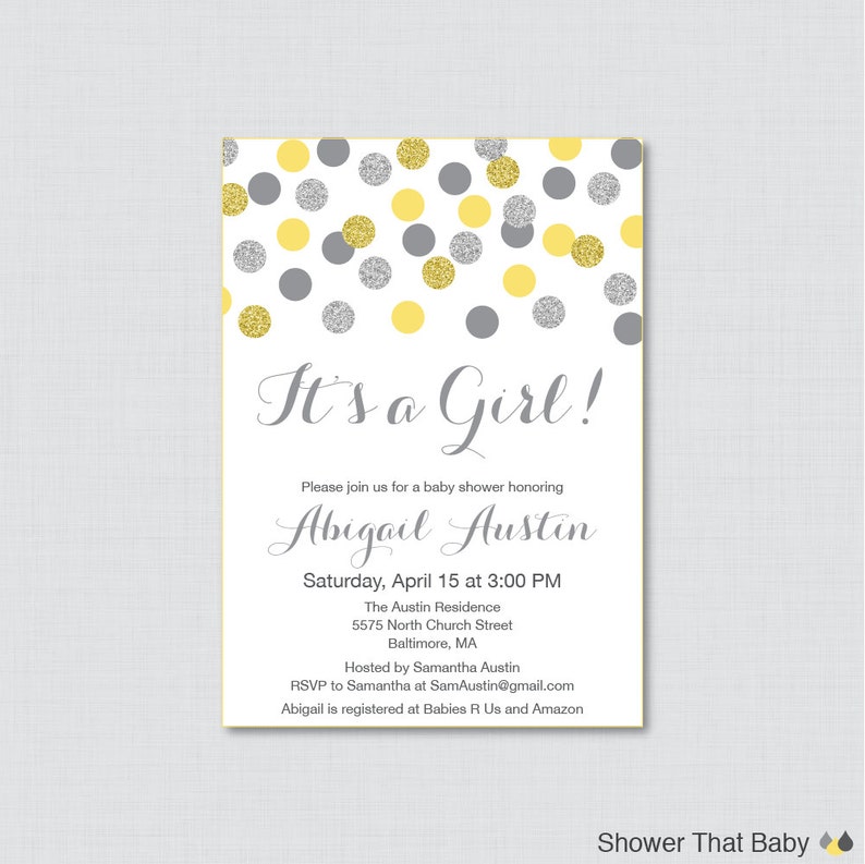 Yellow And Gray Baby Shower Invitation Printable Or Printed Etsy Yellow And Gray Baby Shower Invitation Printable Or Printed Etsy