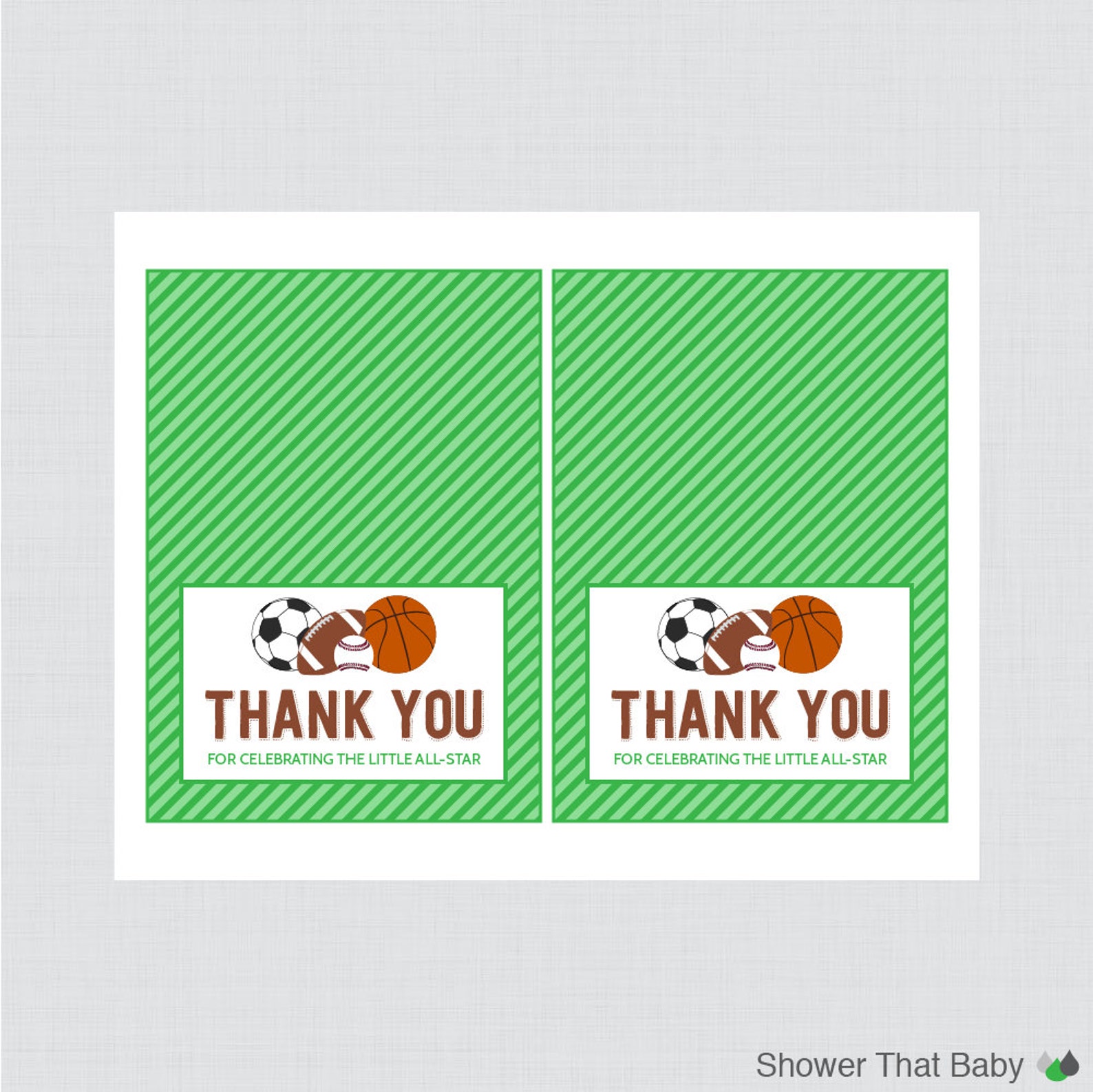 Printable Sports Themed Baby Shower Thank You Card Printable Etsy