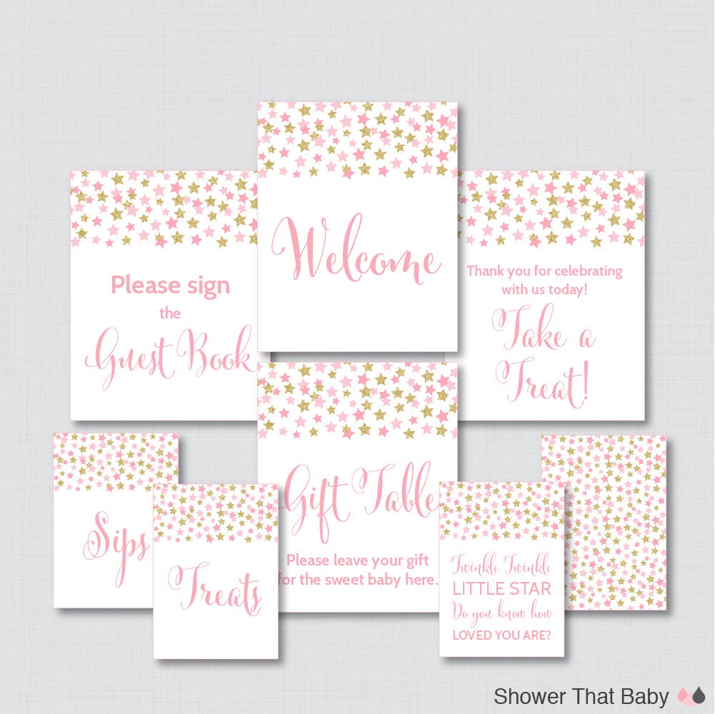 Printable Star Baby Shower Table Signs EIGHT Signs | Etsy
