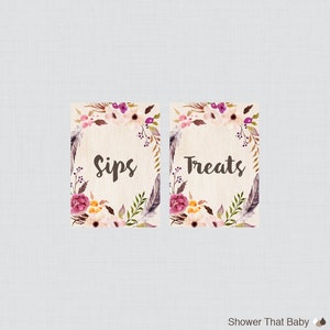 Printable Boho Baby Shower Table Signs SIX Signs Welcome - Etsy