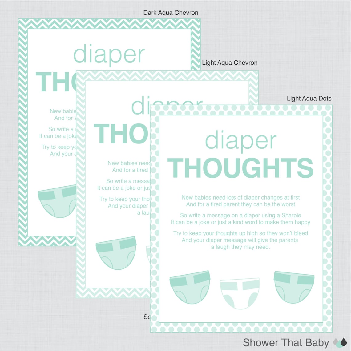 Baby Shower Diaper Message Game Diaper Thoughts Etsy