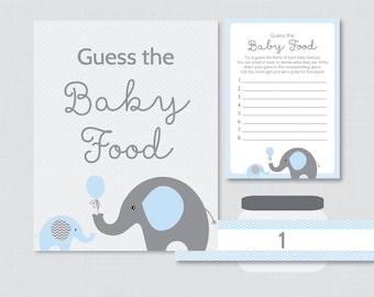 Elephant Baby Shower Guess the Baby Food Baby Shower Game Activity - Printable Elephant Baby Shower Game - Instant Download - 0024-B