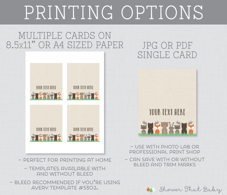 EDITABLE Tent Cards Woodland Baby Shower Food Tent Cards Etsy