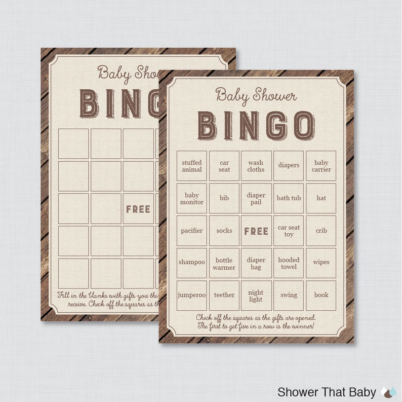 Rustic Baby Shower Games Package Seven Printable Games: - Etsy