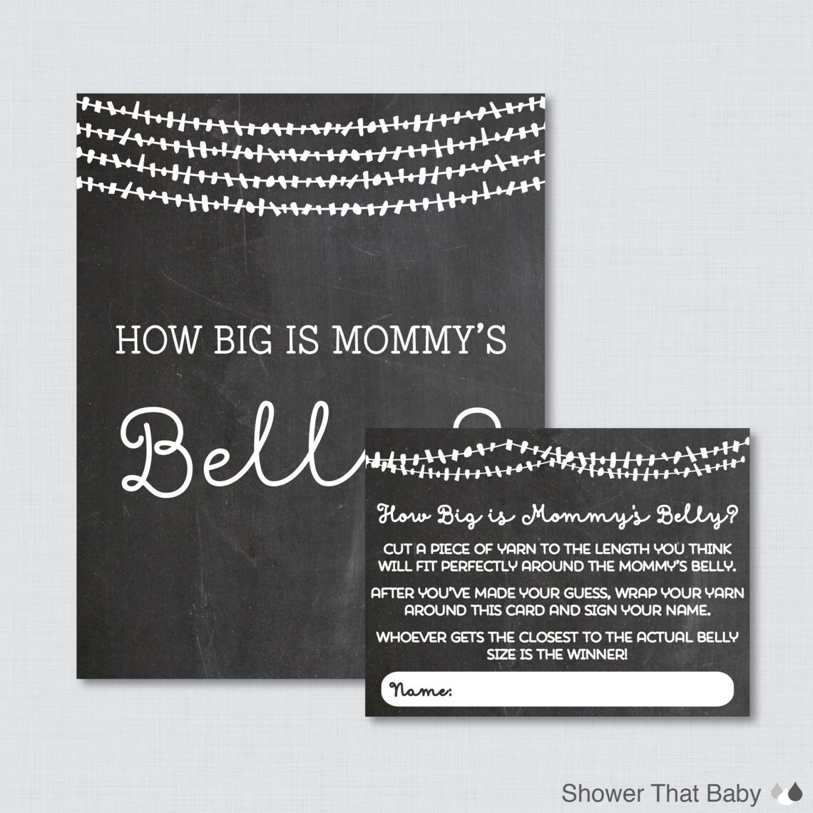 How Big is Mommy's Belly Game Printable Chalkboard Baby - Etsy