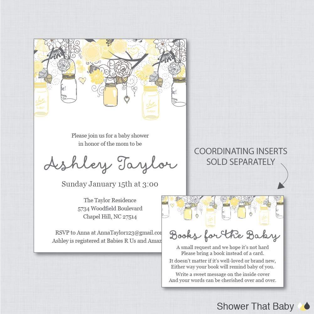 Mason Jar Baby Shower Invitation Printable or Printed Invite | Etsy