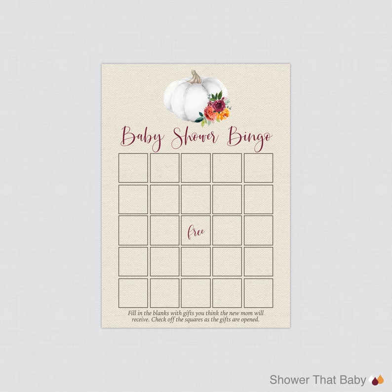 White Pumpkin Bingo Cards Printable Blank Bingo Cards AND - Etsy