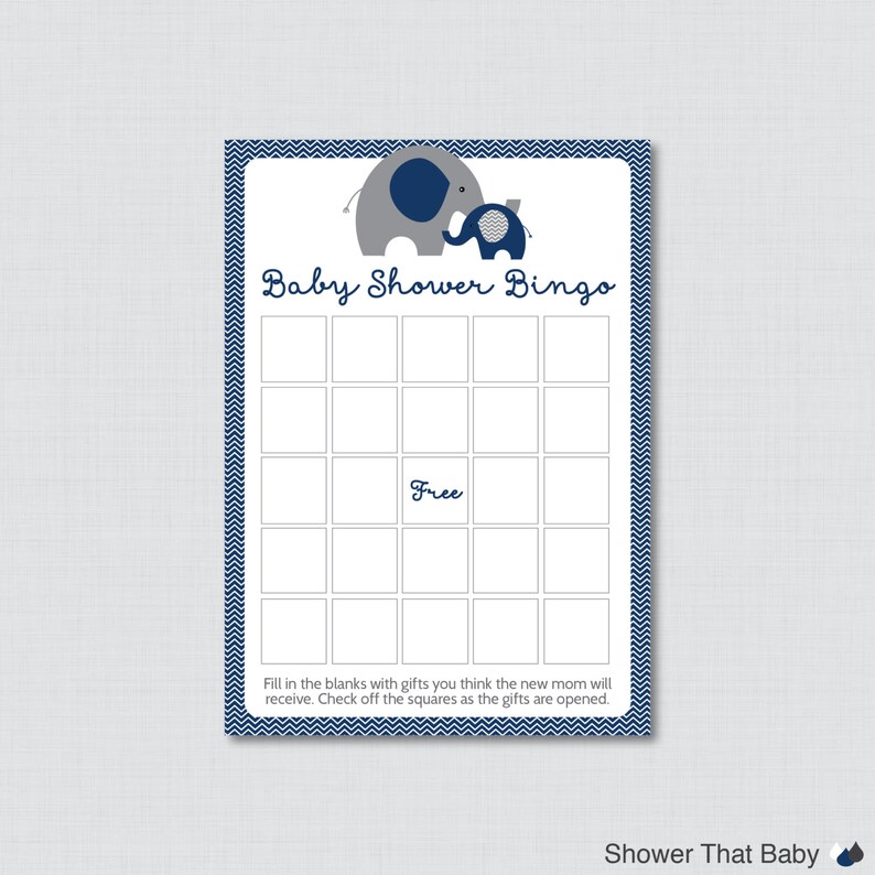 Elephant Baby Shower Bingo Cards Prefilled Bingo Cards AND Etsy