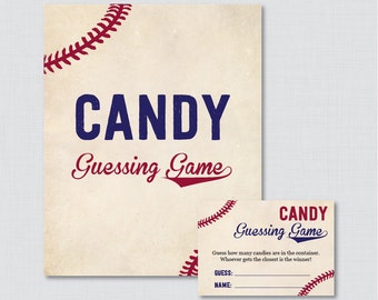 Baseball Baby Shower Candy Guessing Game Printable - Guess How Many Candies, M&Ms, Jelly Beans, etc - Instant Download- Candy Activity 0027